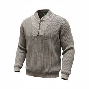 Eddie Bauer Brown 1/4 Button Knit Heavy Sweater Mens Size Small Cotton Blend USA